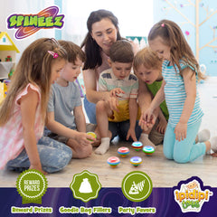 Blue Spineez spinning top spins quickly without batteries for classroom rewards