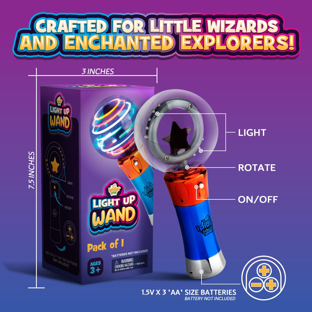 IPIDIPI TOYS LED lights spinning wand for imaginative play sessions.