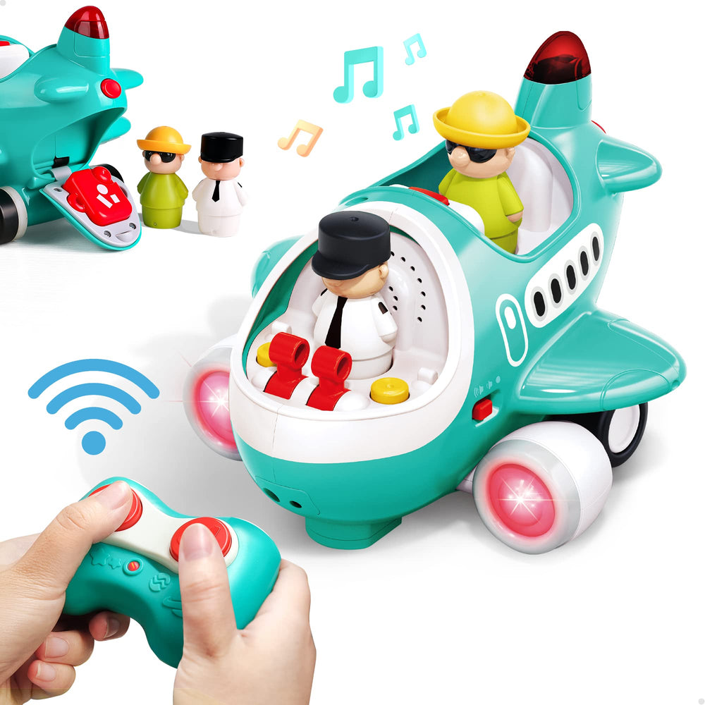 iPlay airplane toy front view showing bright colors for toddlers’ play