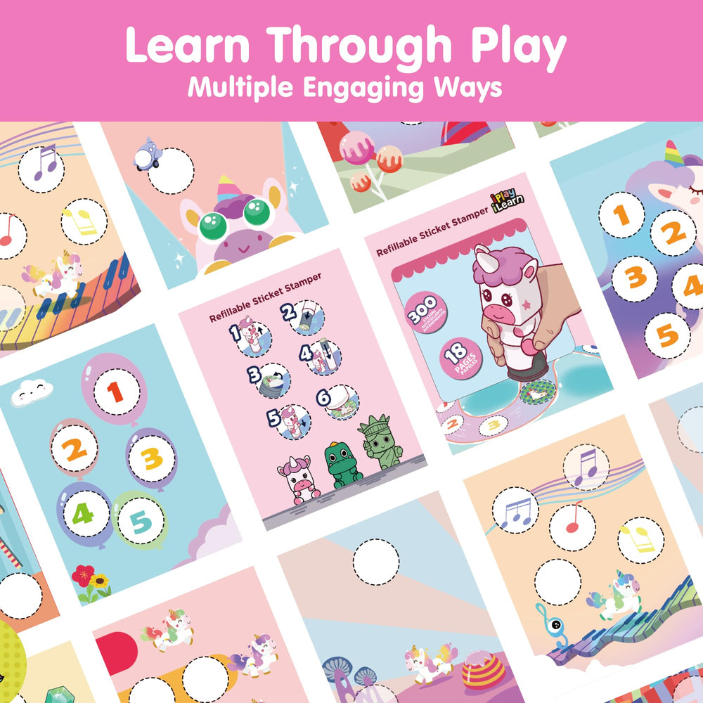 iplay ilearn 400+ stickers close-up, vibrant colors spark imaginative scenes.