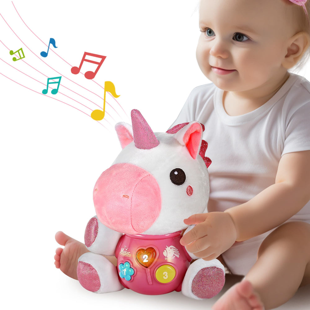 iPlay iLearn baby unicorn musical toy for soothing newborns and gentle play