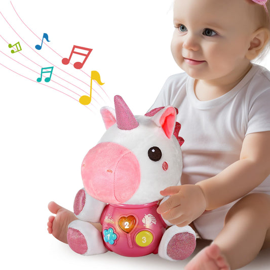 iPlay iLearn baby unicorn musical toy for soothing newborns and gentle play