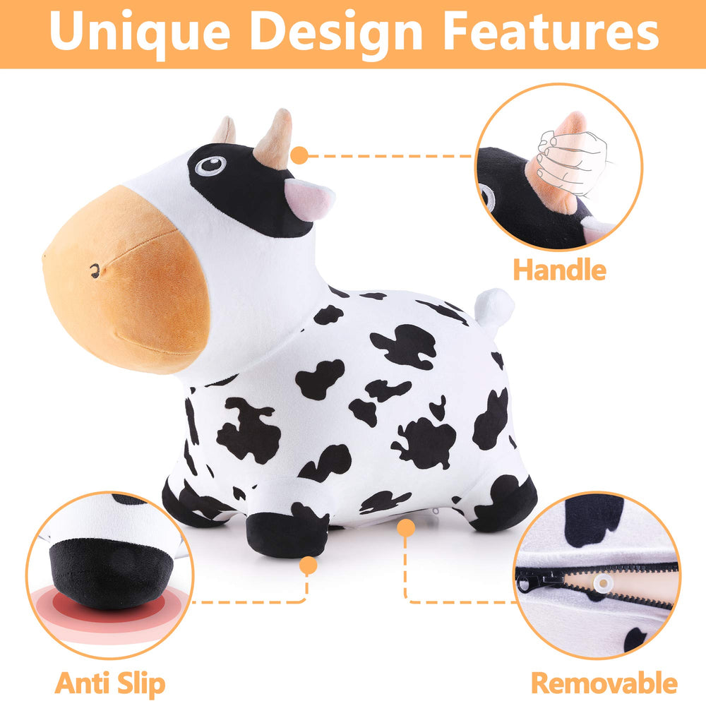 iPlay iLearn Bouncy Pals Dairy Cow Hopper ears offer easy grip for little hands