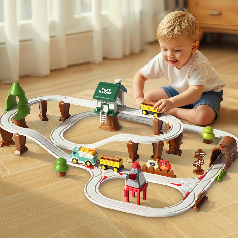 iPlay iLearn electric cargo train in action within the forest railway theme
