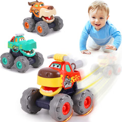 iPlay iLearn monster truck set front view with bold colors for toddlers.
