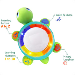 iPlay iLearn musical turtle crawling mode demonstrating movement to encourage exploration