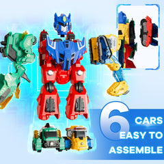 iplay ilearn six-in-one dino-transformations turn cars into dinosaurs or a robot.