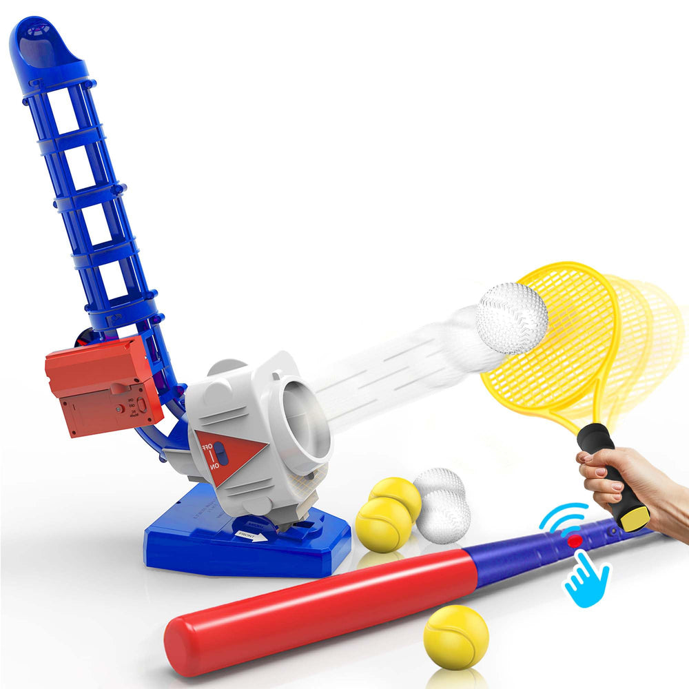 iplay kids pitching machine front view for backyard practice
