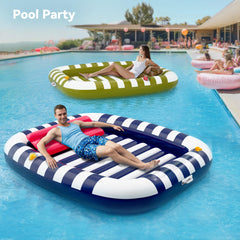 iPlay Pool Wave Lounger blue supports adults and kids for outdoor enjoyment.