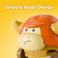 iplay press to go green bull face car encourages active push and soft-handed manipulation.