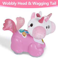 IPlay unicorn toy tummy time use encouraging reaching and tracking.