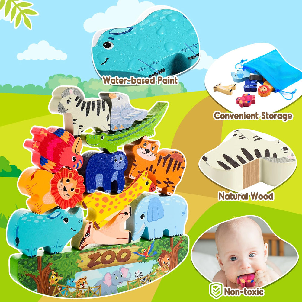 IPOURUP wooden blocks with rounded corners protect little hands