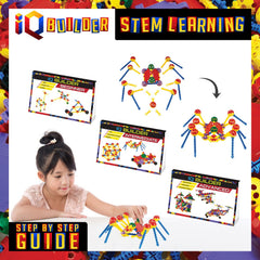 IQ BUILDER stem-education-activity: children building to reinforce critical thinking and problem solving.