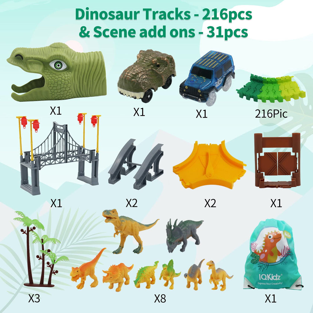 IQKidz Dinosaur World Race Track car enabling fast action and pretend adventures