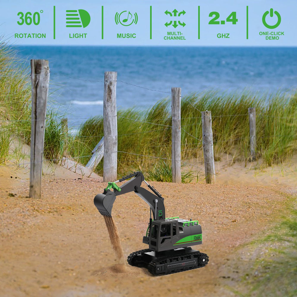 IQKidz excavator cab rotates 360 degrees for precise moves