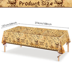 Irenare pirate tablecloth map pattern highlights treasure theme for memorable birthday party photos.