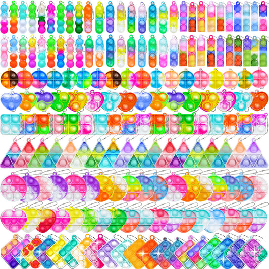 Irnushka 180 PCS Pop Fidget Keychain with varied toys for tactile play and on-the-go focus.