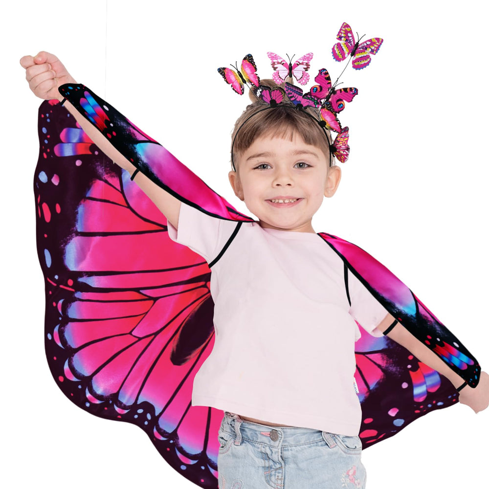 iROLEWIN double-sided butterfly wings for kids—vibrant visuals for imaginative dress-up play.