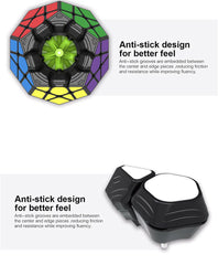 IRRDFO Megaminx speed cube black detailed face emphasizes sturdy construction and durable ABS