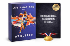 Isaac Liev affirmation cards for athletes in front of the box promote mental readiness.