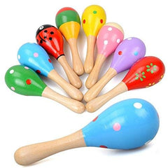 Islmlisa wooden fiesta maracas show bright patterns for curious little hands.