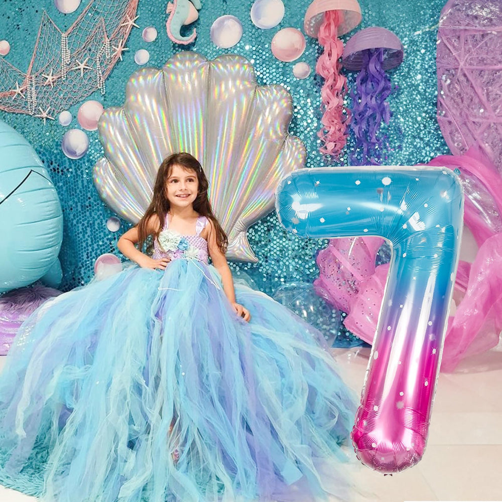 Isndare 7th birthday mermaid gloss balloon brightens indoor celebrations.
