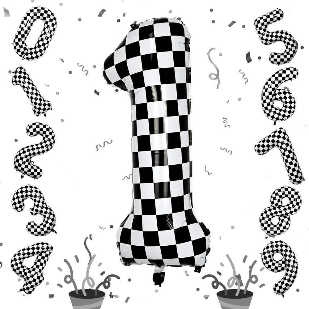 Isndare checkered number 1 40-inch balloon for bold party decor