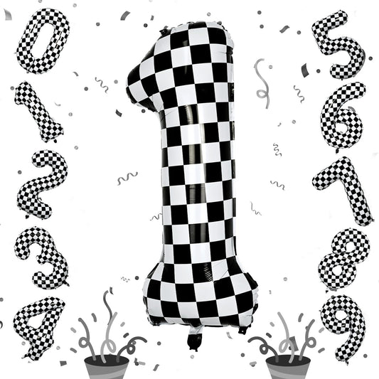 Isndare checkered number 1 40-inch balloon for bold party decor