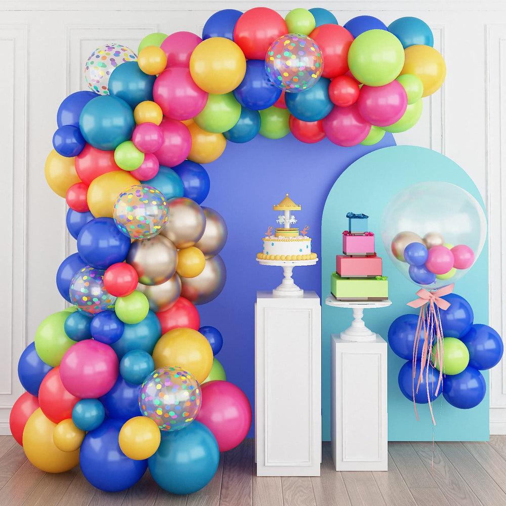 Isndare colorfully themed balloon garland kit main display for vibrant party décor and easy setup.