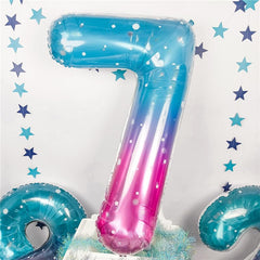 Isndare foil number 7 balloon mermaid theme blue pink for vibrant party styling.