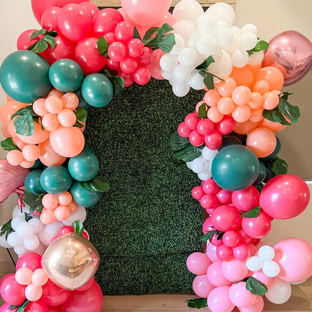 Isndare olive-green balloons add lush tropical touch for venues.