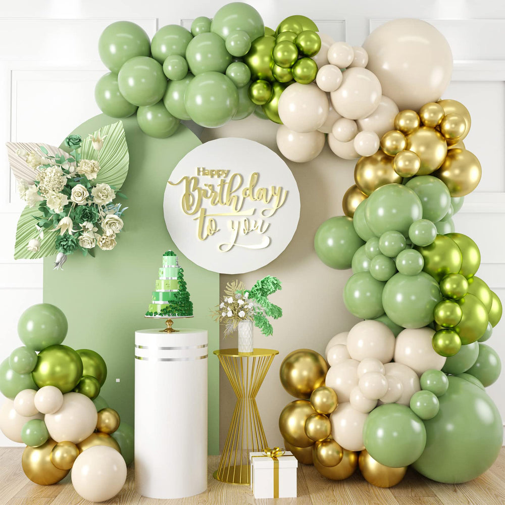Isndare sage green balloon arch kit for chic party decor and versatile garland options.