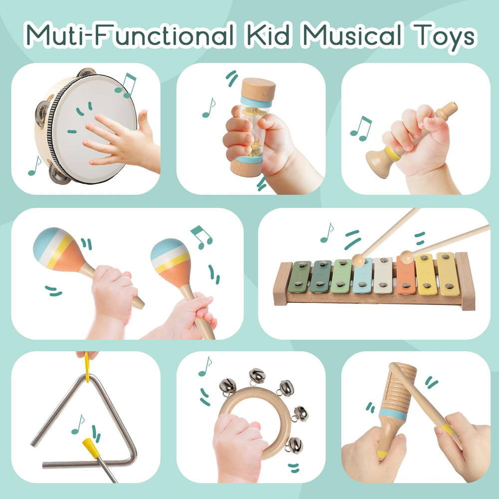 iSNTL wooden trumpet invites expressive play for kids