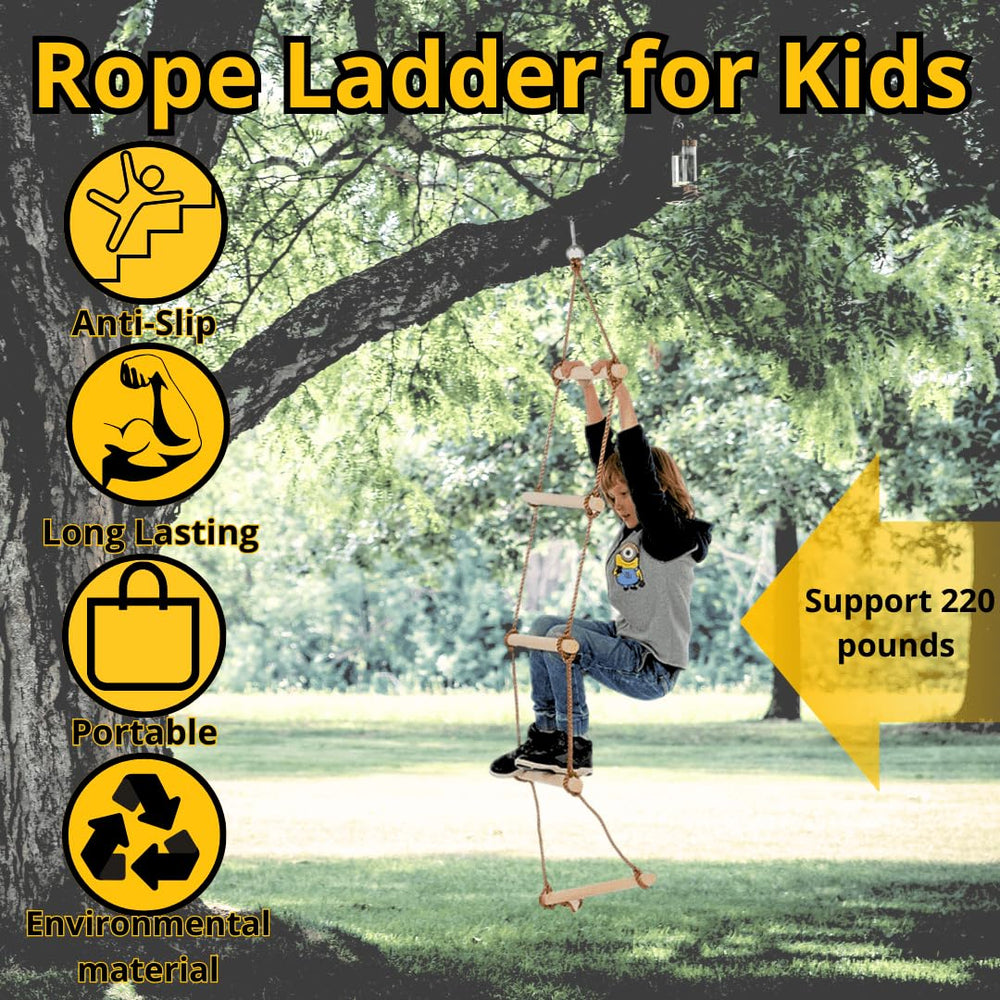 ISOP rope ladder fits jungle gyms for versatile play setups.