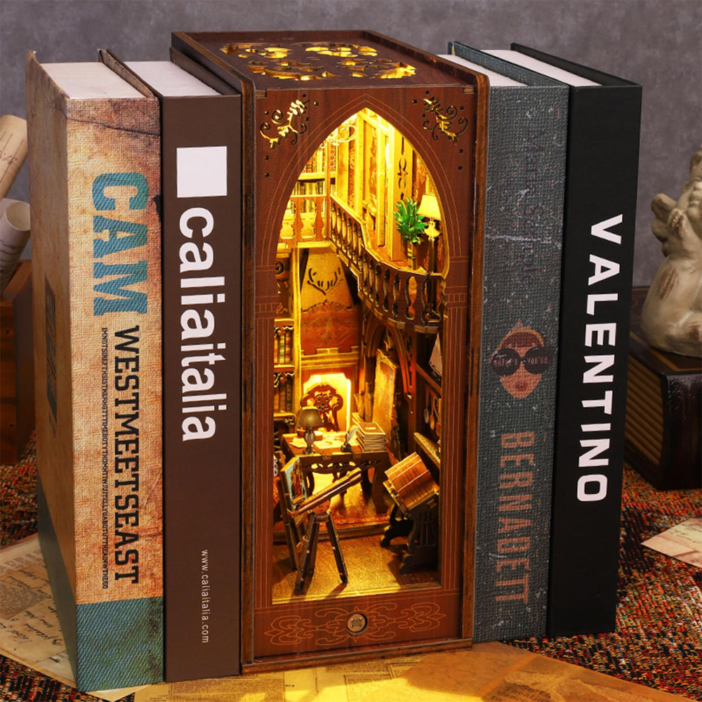 ISSEVE DIY Book Nook Kit interior view reveals detailed scenes sparking imagination