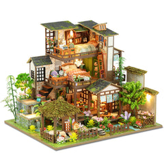 ISSEVE DIY Miniature House Kit spring courtyard exterior view for decorative display