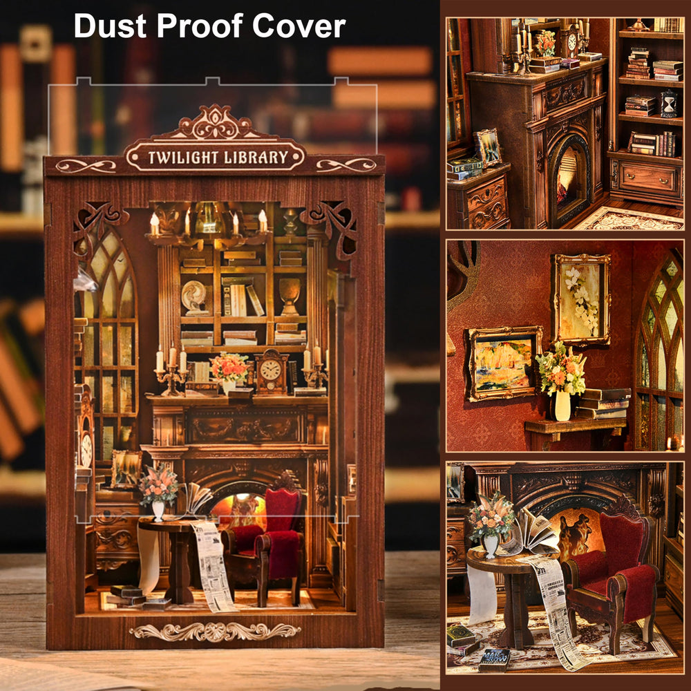 ISSEVE Miniature shelf and clock enhance realism in the diorama.