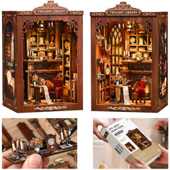 ISSEVE Twilight Library Book Nook Kit in a cozy reading corner.