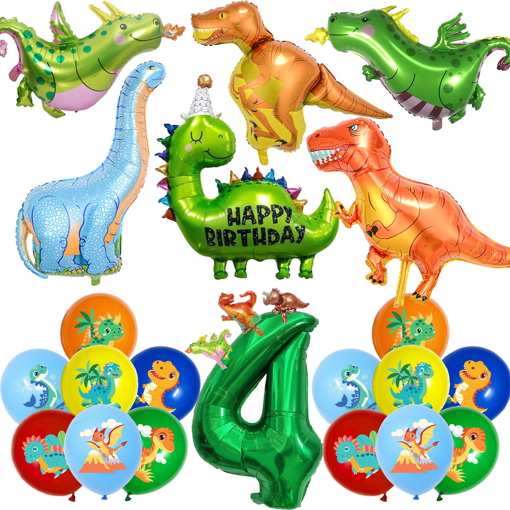 ITHKIRHO dinosaur birthday number 4 balloon for a bold backdrop