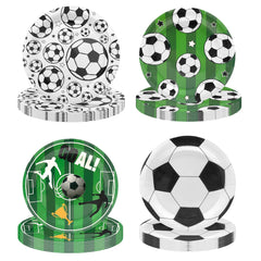 ITTEBISS 7-inch soccer plates on green field background for parties
