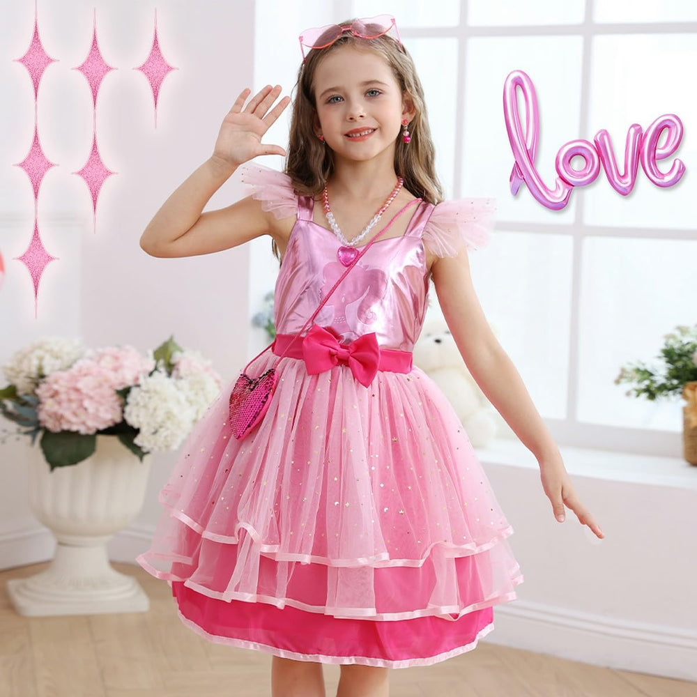 iTVTi pink cosplay dress back view, flutter sleeves and playful silhouette.