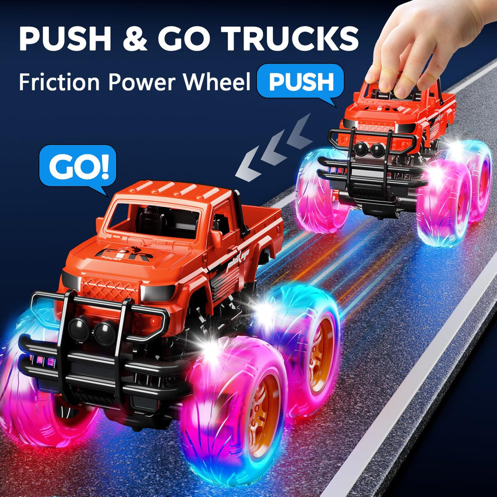iValea 1:65-scale die-cast trucks for realistic pretend racing.