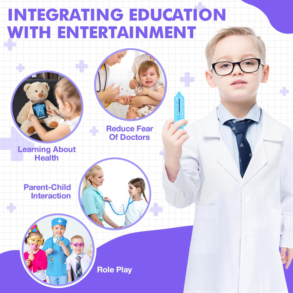 IVENRXIU Doctor Kit flashlight provides bright, kid-friendly lighting during pretend exams.
