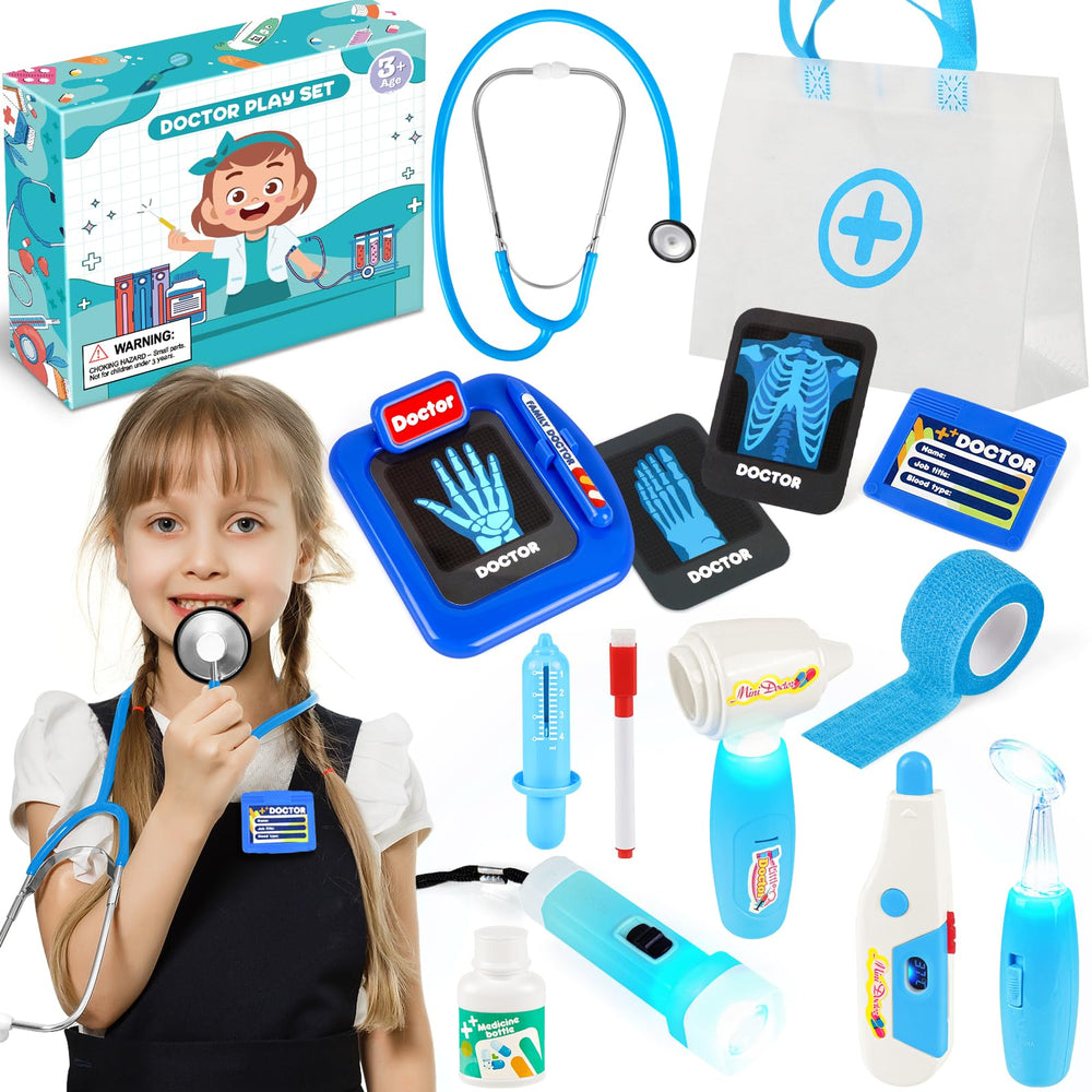 IVENRXIU Kids Doctors Kit stethoscope lets children listen to imagined heartbeats during play.