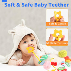 Ivrmtal Crab stroller clip toy attaches securely to car seats and strollers.