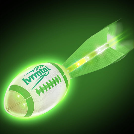 Ivrmtal Foam Glow Football with LED colors for nighttime play.