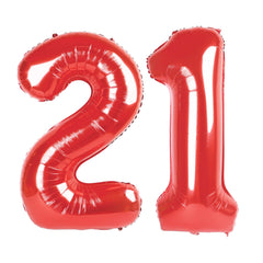IWERP red 40-inch number 21 foil balloon serves as a striking centerpiece.