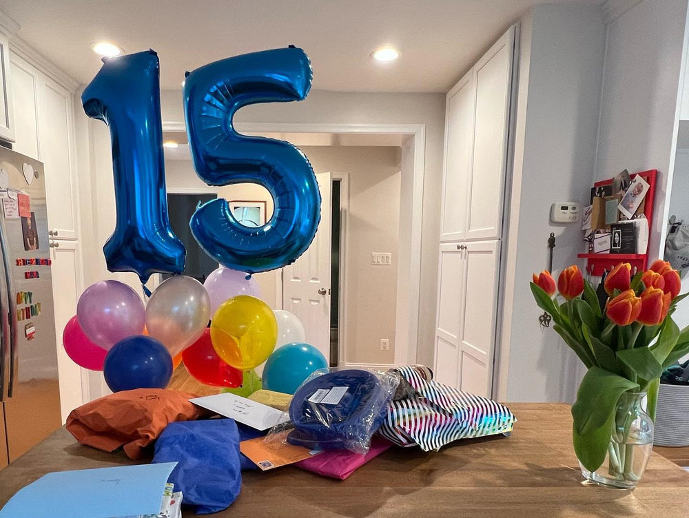 IWERP 15th Birthday Balloon hanging as a stylish focal point
