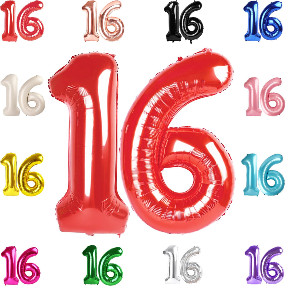 IWERP 16th birthday balloon in red, 40-inch front view for bold party photos.