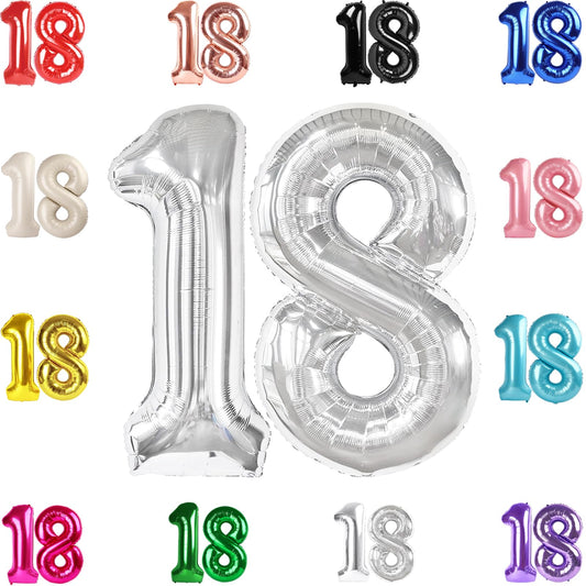 IWERP 18th birthday balloon 40-inch silver for standout party decor and photo moments